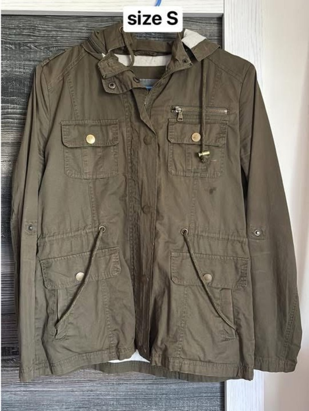 Women's Olive Green Utility Jacket - Size S